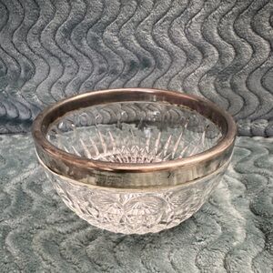 Vintage Silver Rimmed Crystal Bowl